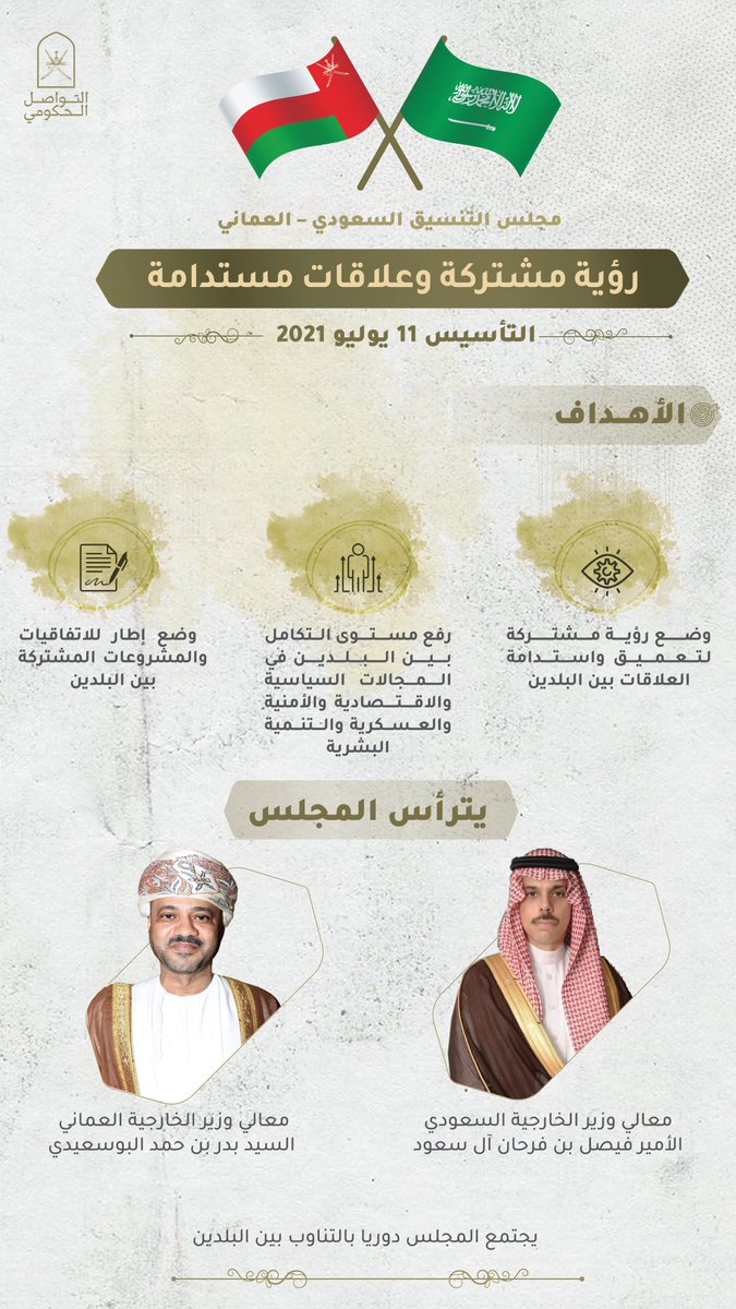 تستضيف سلطنة عُمان في العاصمة الجميلة #مسقط اجتماع مجلس التنسيق العُماني-السعودي برئاسة وز…